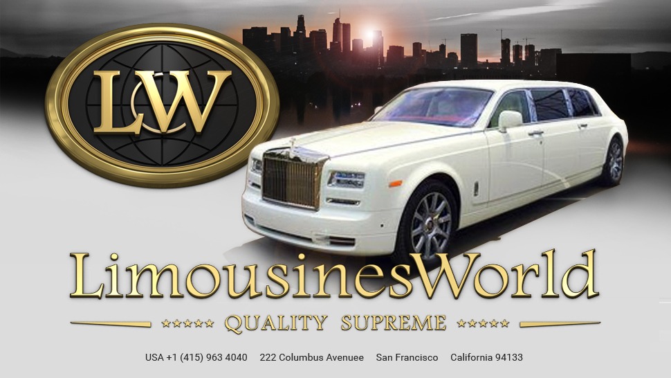 Picture shows a white custom build limousine manufactured by LimousinesWorld